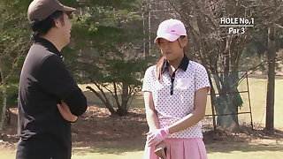 Asian slut takes it from behind  in a golf course 